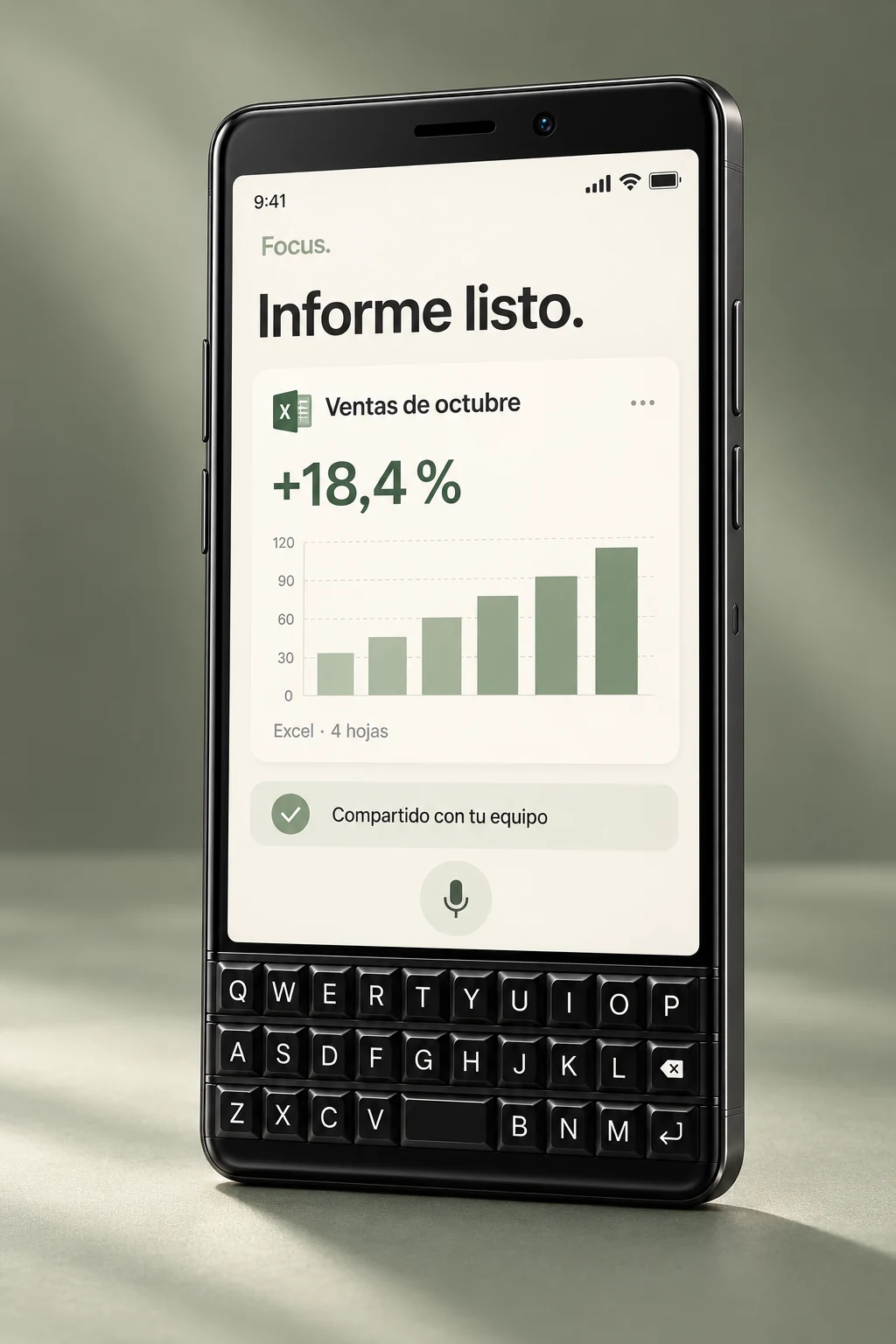 Focus mostrando un informe de ventas con análisis de Excel
